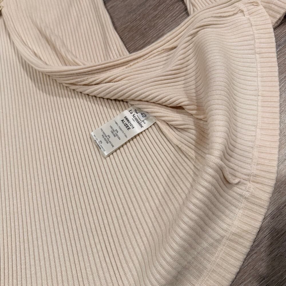 La Semaine Paris Size Small Beige Pearl Ribbed Shirt - Picture 4 of 6